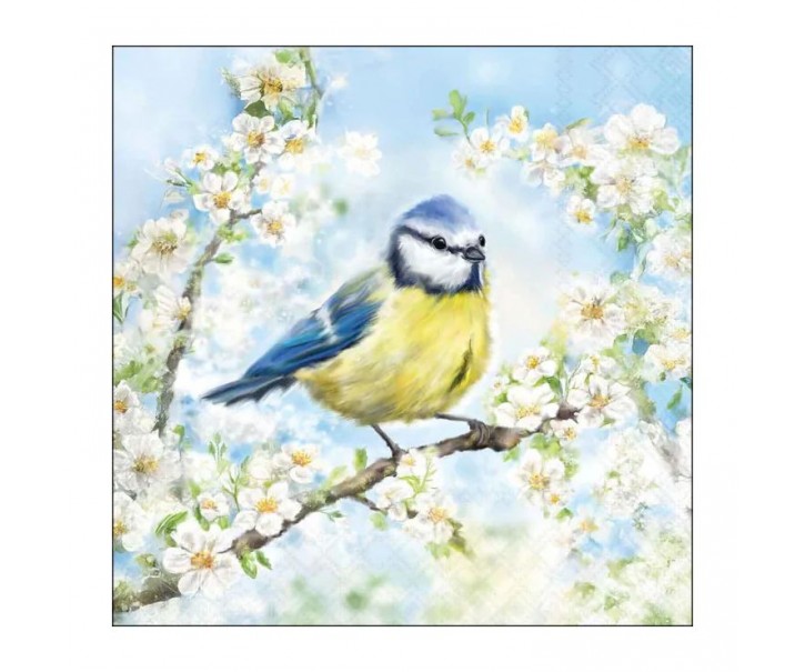 Papírové ubrousky se sýkorkou na rozkvetlé větvi Blossom - 33*33 cm (20ks) Ostatn&iacute;