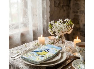 Papírové ubrousky se sýkorkou na rozkvetlé větvi Blossom - 33*33 cm (20ks)