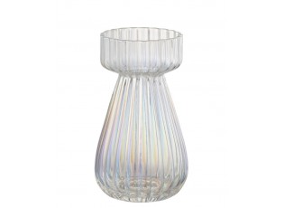 Duhová skleněná vázička s žebrováním Tippo - Ø 8*14 cm