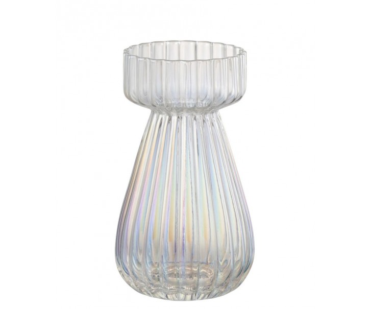 Duhová skleněná vázička s žebrováním Tippo - Ø 8*14 cm J-Line by Jolipa
