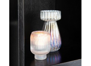 Duhová skleněná vázička s žebrováním Tippo - Ø 8*14 cm