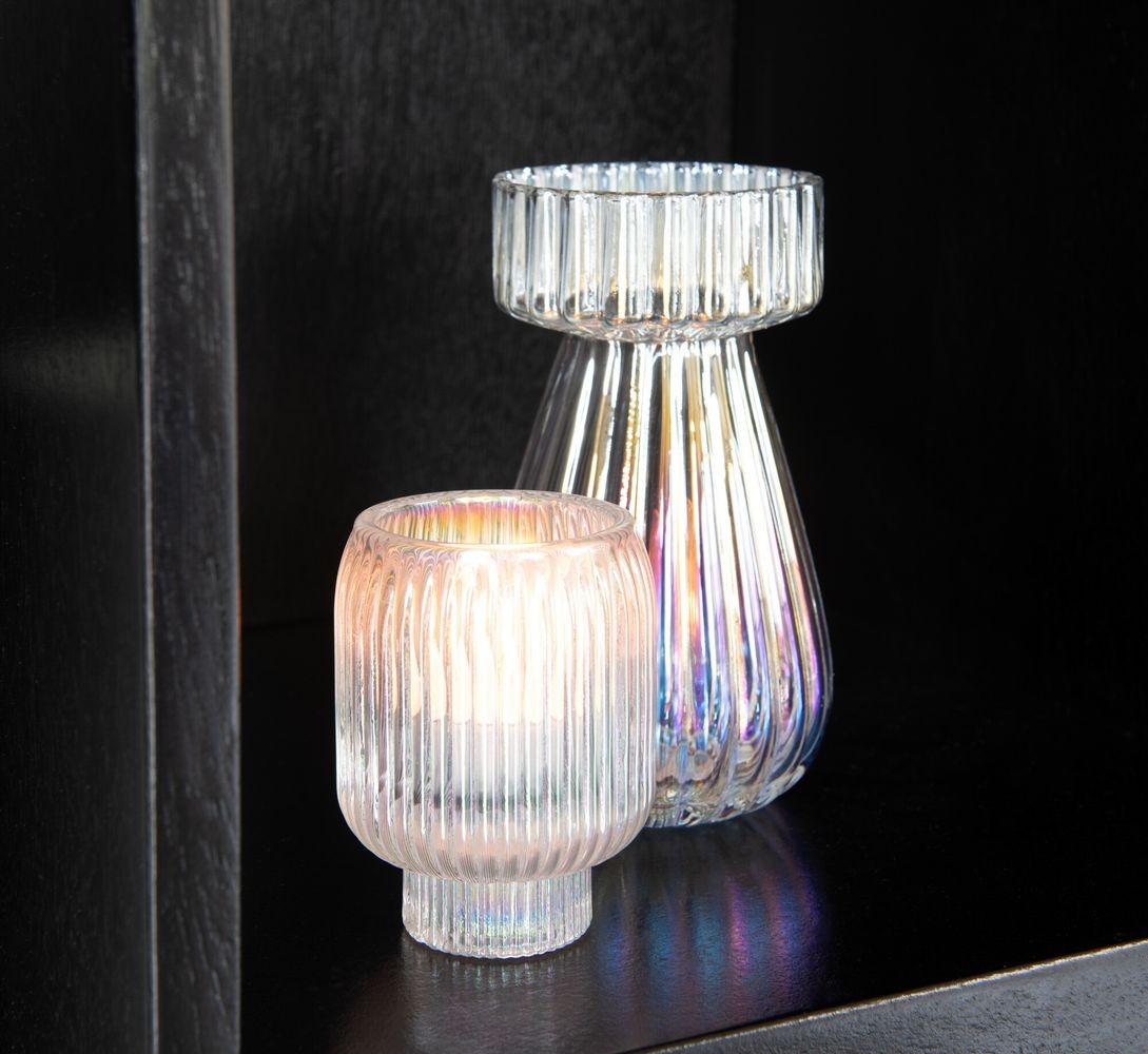 Duhová skleněná vázička s žebrováním Tippo - Ø 8*14 cm J-Line by Jolipa Duhová skleněná vázička s žebrováním Tippo - Ø 8*14 cm J-Line by Jolipa