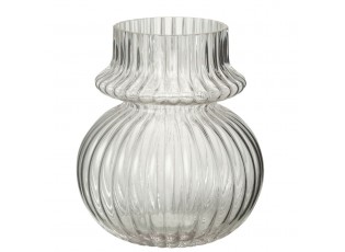 Transparentní skleněná váza s žebrováním Kanno - Ø 15*17 cm