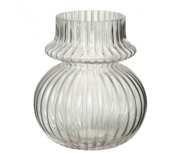 Transparentní skleněná váza s žebrováním Kanno - Ø 15*17 cm J-Line by Jolipa