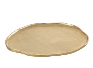 Zlatý raw kovový podnos s nepravidelným okrajem - 35*31*1cm