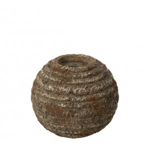 Hnědý antik rustikální cementový kulatý svícen Dibbo - Ø 13*11 cm