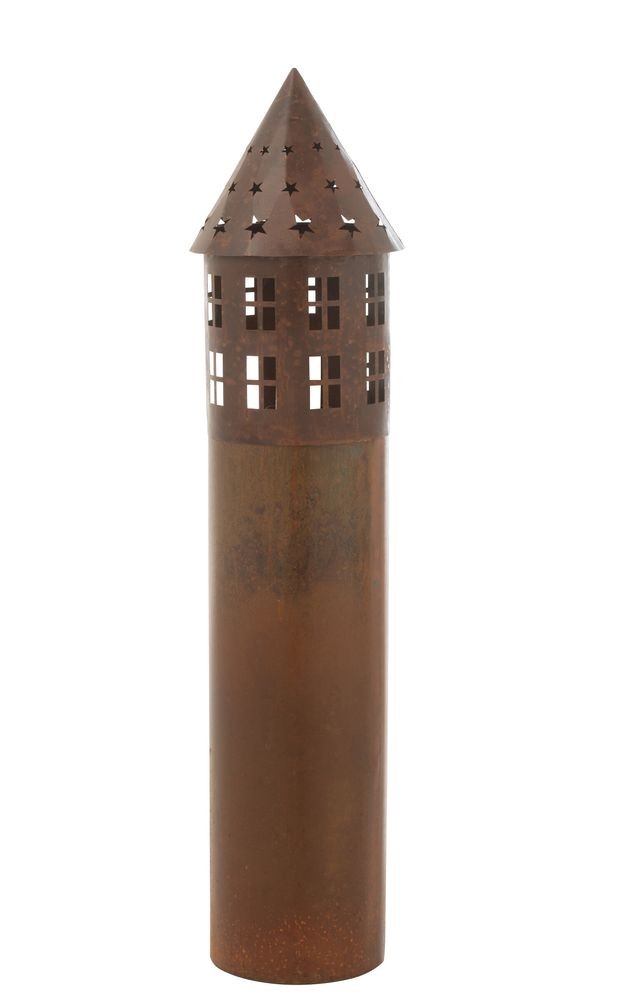 Rezavý hnědý rustikální svícen domek Star - Ø 23*100 cm