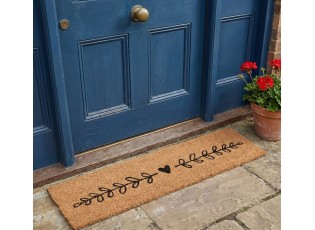 Úzká kokosová rohožka se srdíčkem a gumovým spodkem - 75*22*2 cm