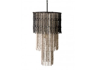 Přírodní stropní světlo s dřevěnými korálky Roellie - Ø 50*90cm/ E27/ 40W