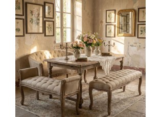 Béžovo-hnědá dvoumístná lavice Brocante uniq - 125*41*48 cm