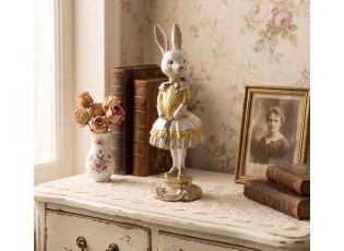Vintage soška zaječice v šatech a se zlatou patinou - Ø 13*36 cm