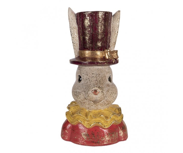 Dekorace busta králičice v klobouku a se zlatou patinou - 16*13*29 cm Clayre & Eef