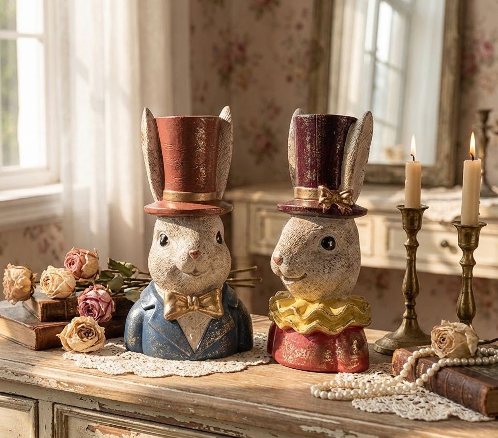 Dekorace busta králík elegán v klobouku a se zlatou patinou - 17*13*29 cm Clayre & Eef Dekorace busta králík elegán v klobouku a se zlatou patinou - 17*13*29 cm Clayre & Eef