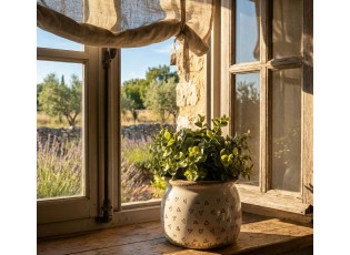 Béžový keramický obal na květináč se srdíčky Hearti M - Ø 16*13 cm