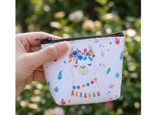 Bílá peněženka / taštička s lamou Lama - 10*8cm