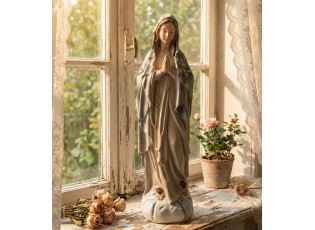 Modro-béžová dekorace soška panenky Marie - 11*8*35 cm