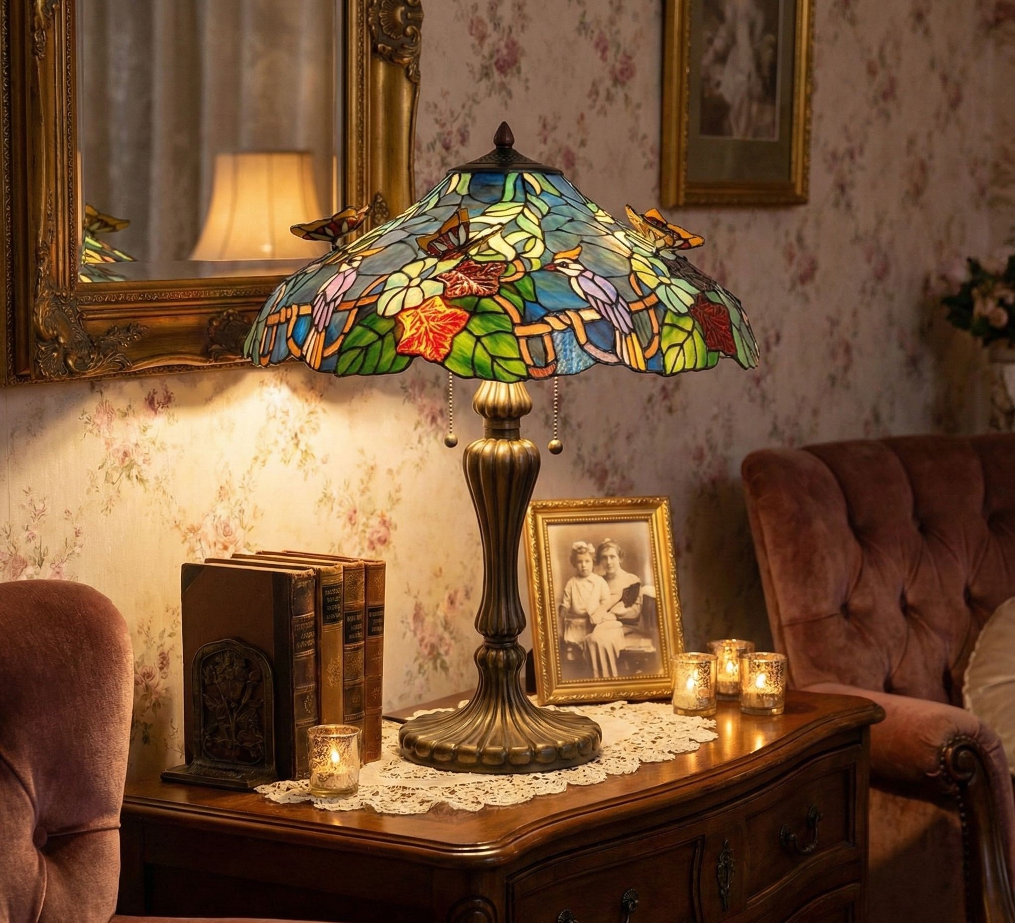 Stolní lampa Tiffany Butterfly - Ø 52*65 cm Clayre & Eef Stolní lampa Tiffany Butterfly - Ø 52*65 cm Clayre & Eef