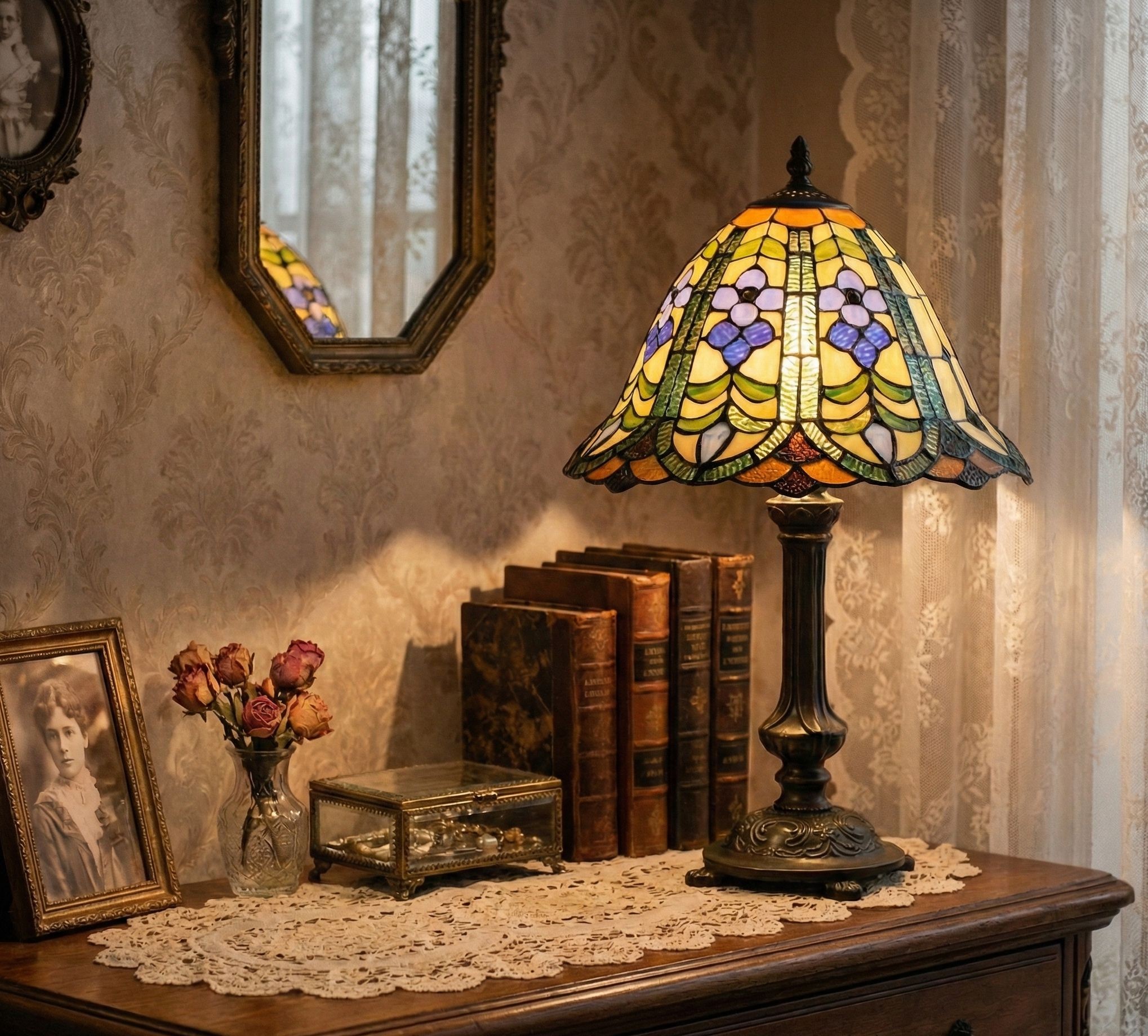 Stolní lampa Tiffany - Ø 30*48 cm 1x E14