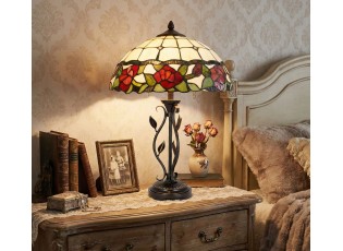 Stolní lampa Tiffany s růžemi Rosalin - Ø 35*61 cm 2x E27/60W
