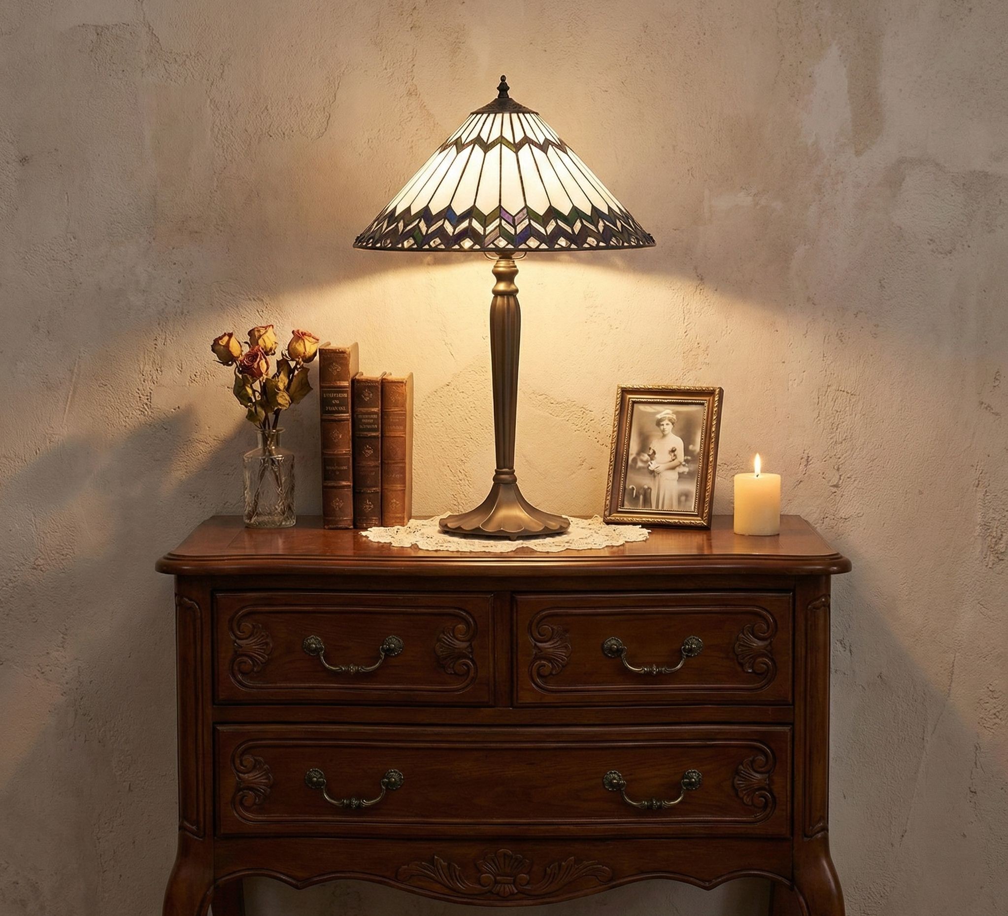 Tiffany stolní lampa Femma - Ø 40*62 cm