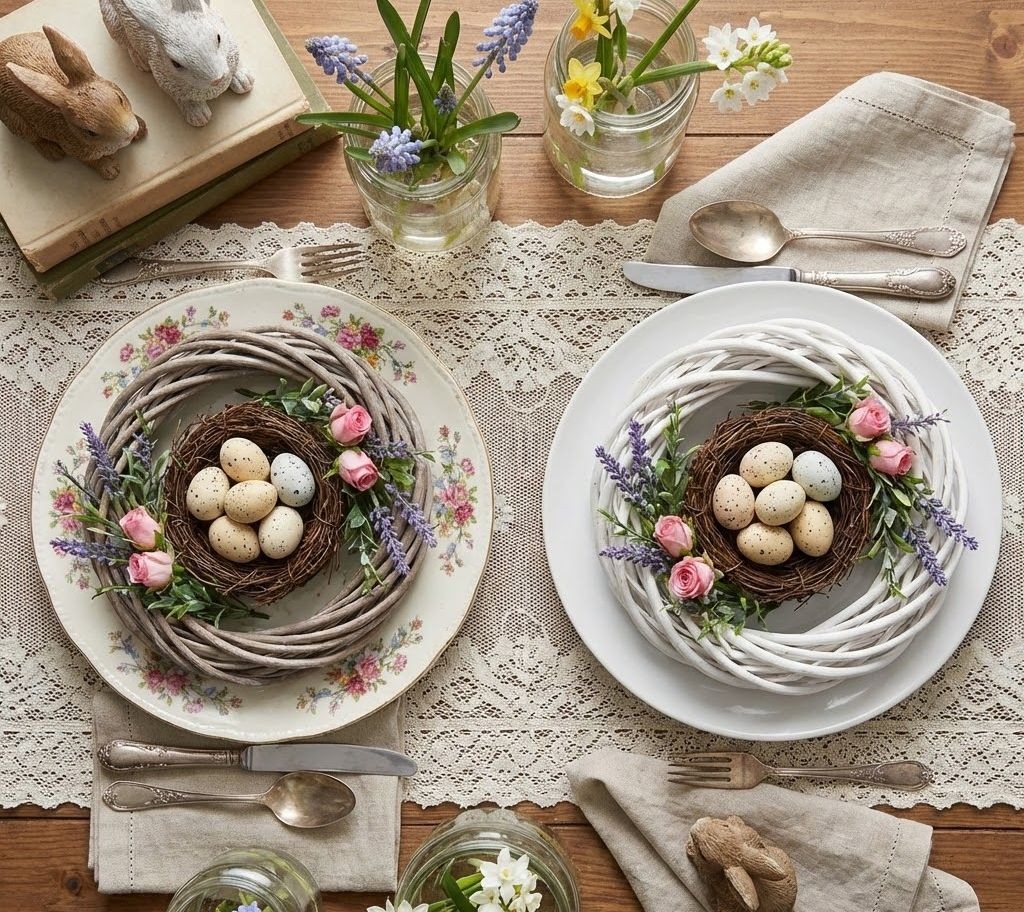 Bílý antik ratanový věnec Wreath Rattan XS - Ø 20*4 cm Clayre & Eef Bílý antik ratanový věnec Wreath Rattan XS - Ø 20*4 cm Clayre & Eef