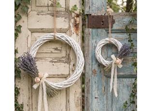 Bílý antik ratanový věnec Wreath Rattan XXS - Ø 10*2 cm