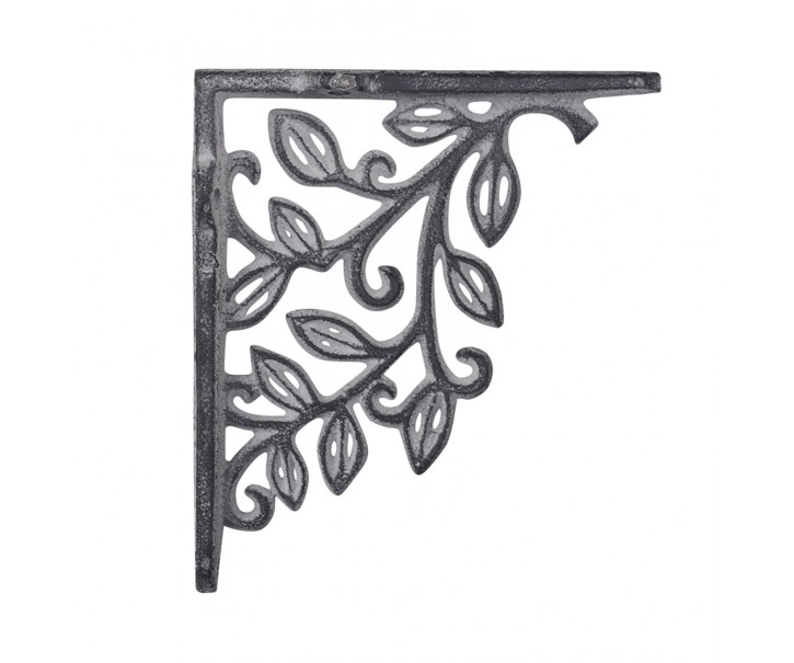 Krémová litinová konzole s lístky - 14*2*12cm Chic Antique