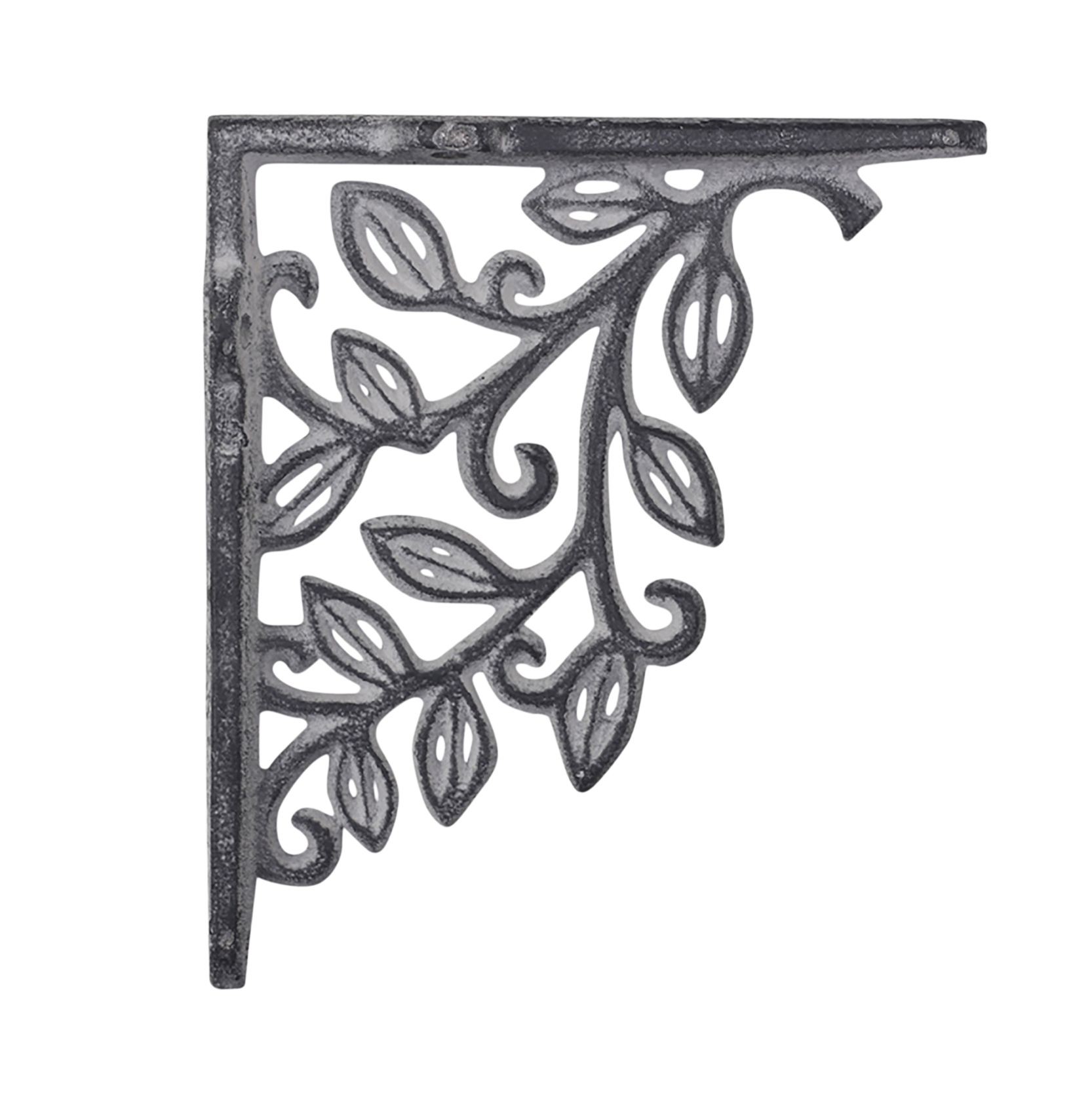 Krémová litinová konzole s lístky - 14*2*12cm