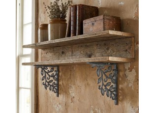 Krémová litinová konzole s lístky - 14*2*12cm