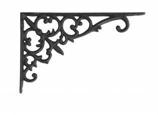 Černá antik litinová policová konzole s ornamenty - 23*3*15 cm