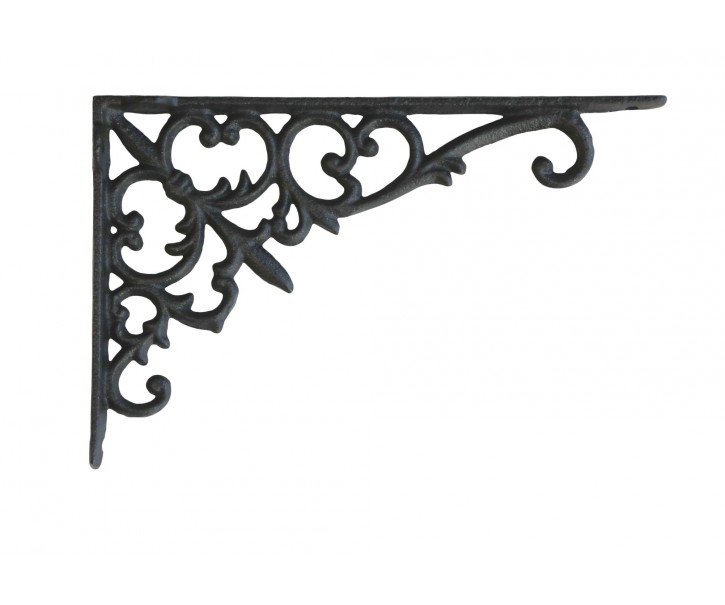 Černá antik litinová policová konzole s ornamenty - 23*3*15 cm Chic Antique