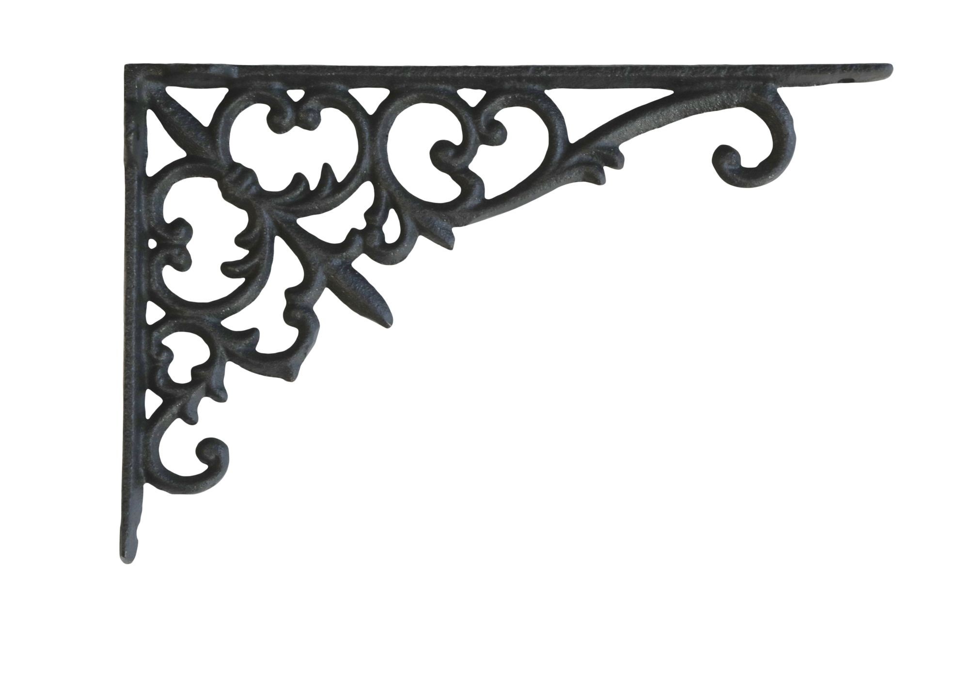 Levně Černá antik litinová policová konzole s ornamenty - 23*3*15 cm 64061124