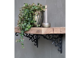 Černá antik litinová policová konzole s ornamenty - 23*3*15 cm