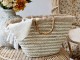 Přírodní hnědá plážová taška košík Beach Bag - 58*14*33 cm Chic Antique