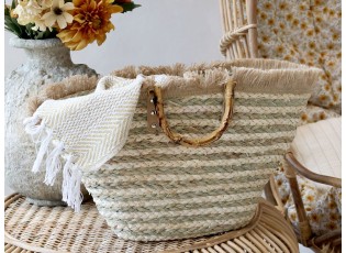 Přírodní hnědá plážová taška košík Beach Bag - 58*14*33 cm