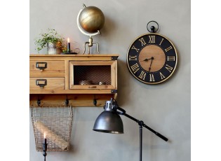 Černé antik kovové nástěnné hodiny Café de France – Ø 35*5,5 cm/ 1*AA