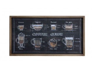 Černá nástěnná cedule s dřevěným rámem Coffee – 40*30 cm