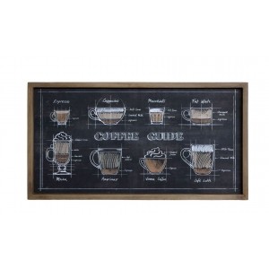 Černá nástěnná cedule s dřevěným rámem Coffee – 40*30 cm