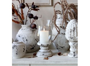 Šedý antik dekorační svícen Frejus - Ø 14*20 cm