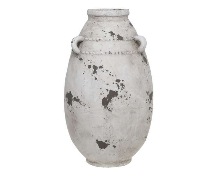 Šedá antik cementová váza s oušky Frejus - Ø 21*36 cm Chic Antique