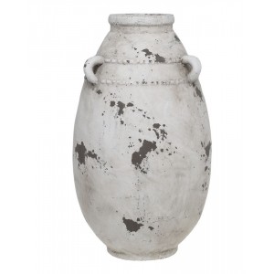 Šedá antik cementová váza s oušky Frejus - Ø 21*36 cm