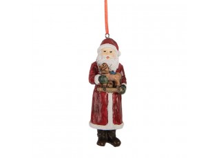 Vánoční závěsná ozdoba Santa Claus s koníkem - 4*3*11 cm