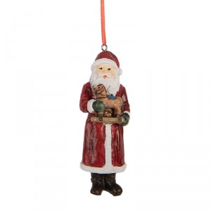 Vánoční závěsná ozdoba Santa Claus s koníkem - 4*3*11 cm