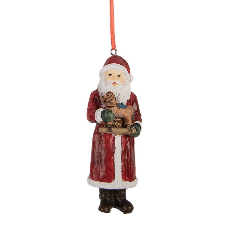 Vánoční závěsná ozdoba Santa Claus s koníkem - 4*3*11 cm