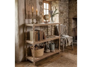 Přírodní antik dřevěný konzolový stolek / regál Bookrino - 110*40*113 cm