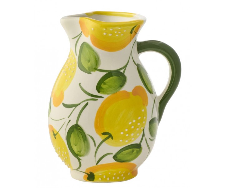 Ručně malovaný keramický džbán s citróny Lemon Pit - 17*17*21 cm / 850 ml J-Line by Jolipa
