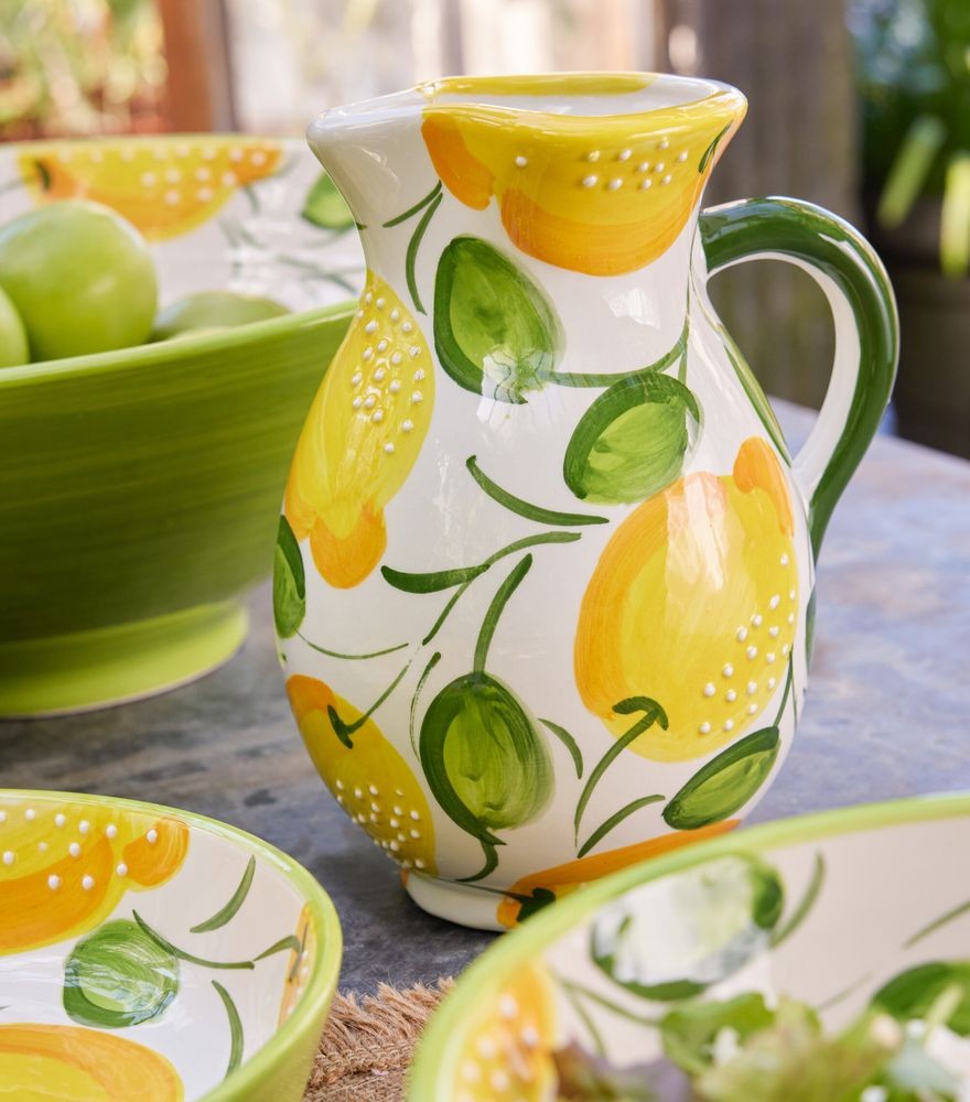 Ručně malovaný keramický džbán s citróny Lemon Pit - 17*17*21 cm / 850 ml