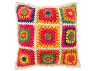 Pestrobarevný háčkovaný polštář v Boho stylu Croche - 45*15*45 cm