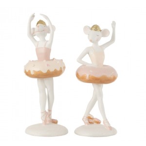 Set 2ks dekorace myška Ballerina s donutem - 8*8*20 cm