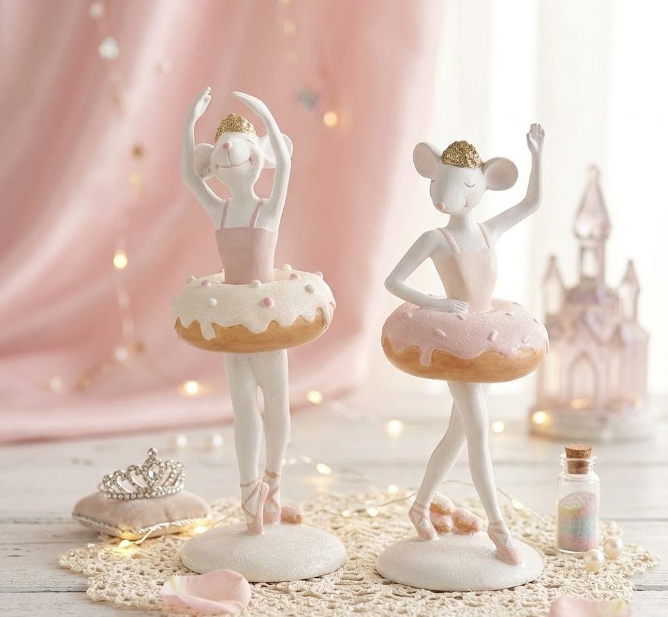 Set 2ks kouzelné Myšky-Baleríny s Donutem - 8*8*20 cm J-Line by Jolipa Set 2ks kouzelné Myšky-Baleríny s Donutem - 8*8*20 cm J-Line by Jolipa